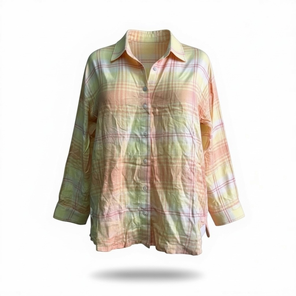 Bixby Nomad Peach Oversized Relaxed Flannel‎ Shirt L NWT Stitch Fix